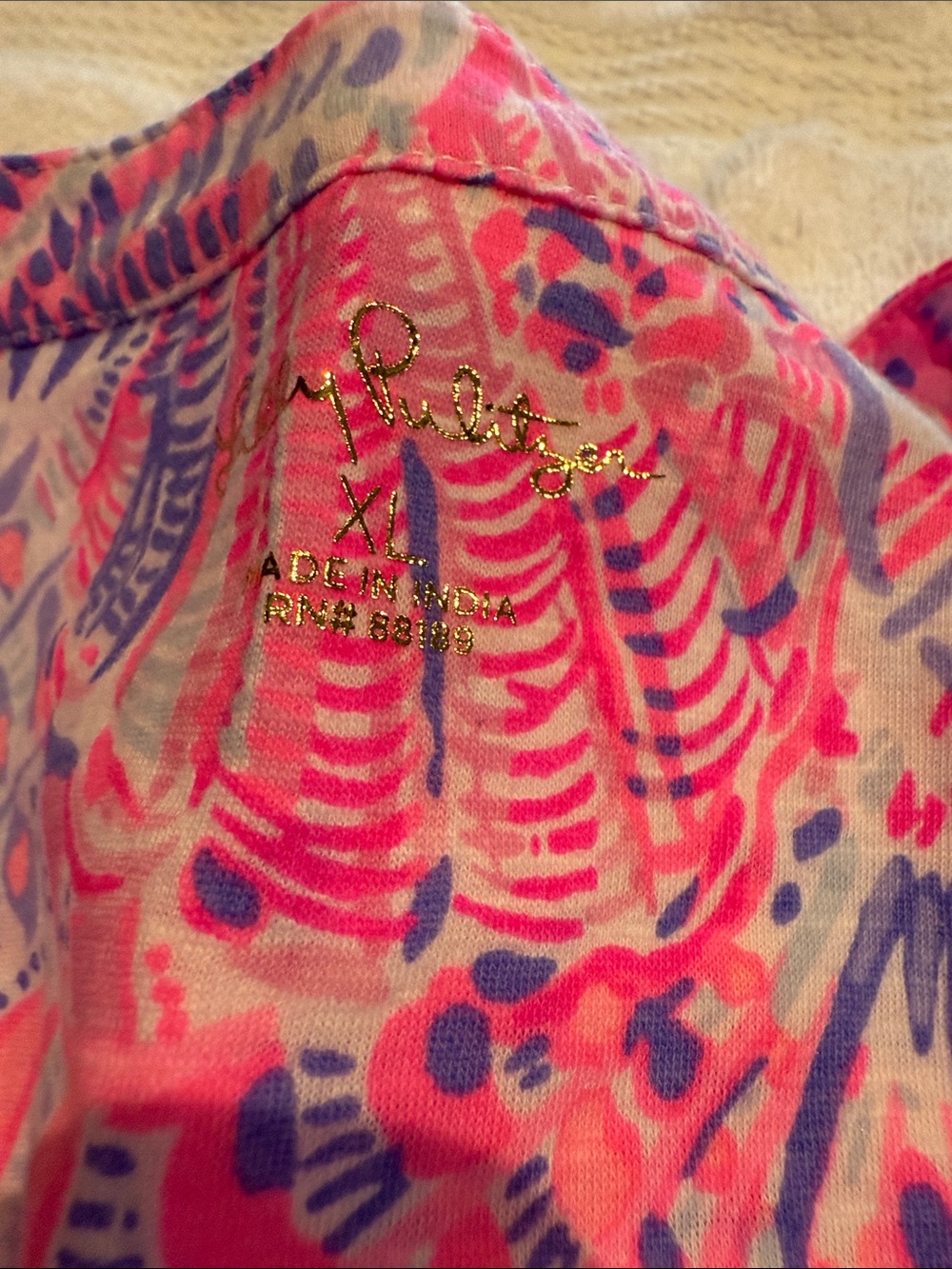 Lilly Pulitzer Pink & Purple Patterned Sleeveless V-Neck Tank - Picture 3 of 4